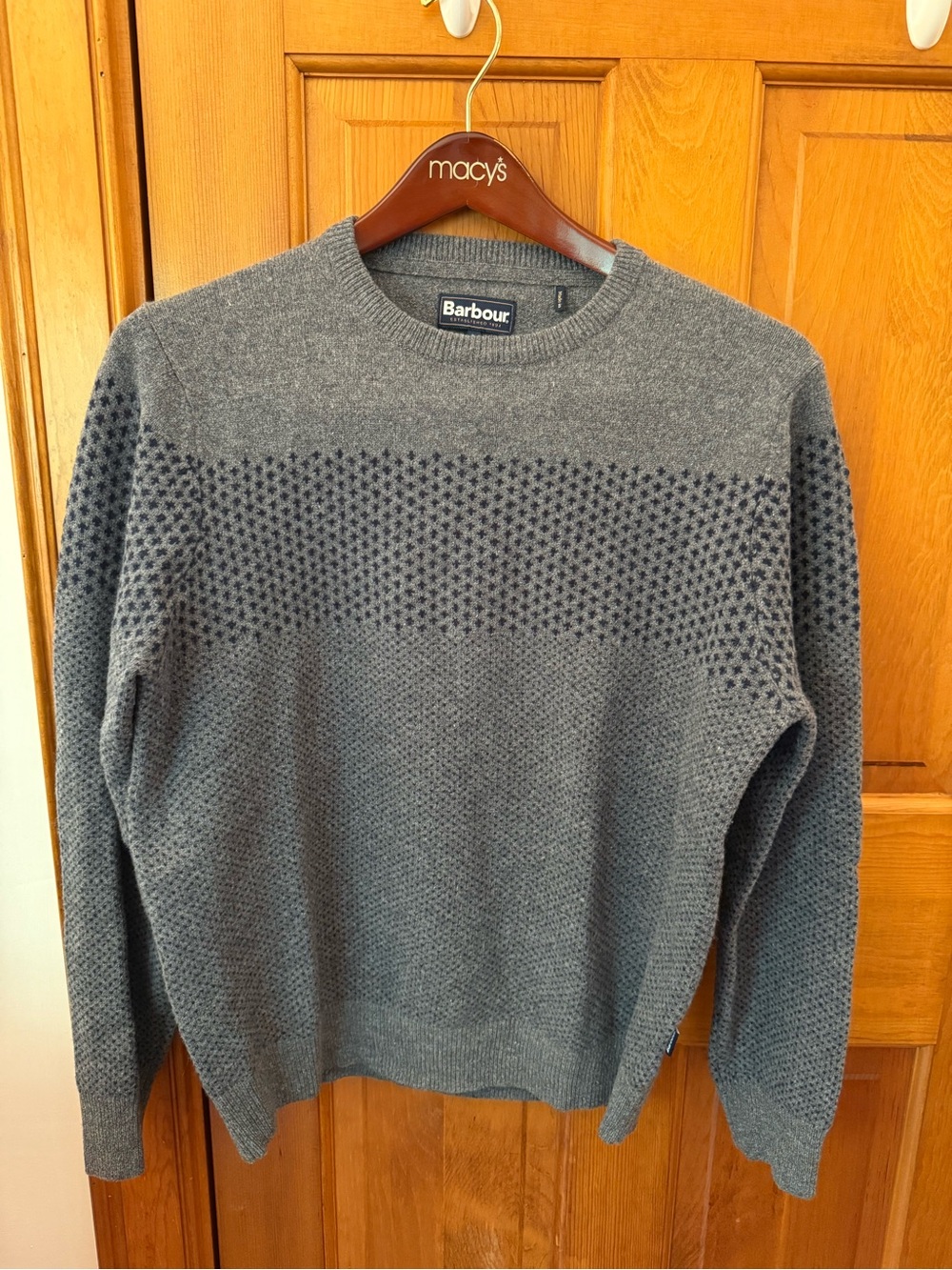 Barbour Men's Charcoal Grey Textured Crewneck Sweater